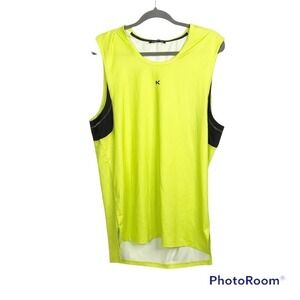 Koral mens sleeveless tank top in bright yellow green with black underarms